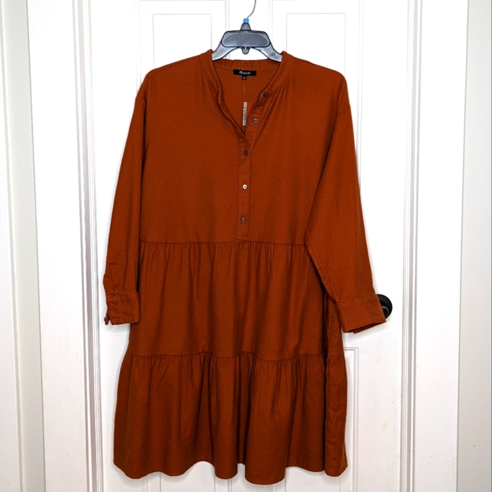 Madewell NWT burnt orange tiered mini dress size 1X